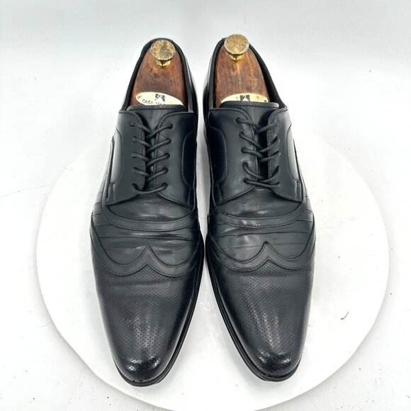 Dolce & Gabbana Men Size 8 Black Genuine Leather Lace Up Derby Dress Shoes main image 9